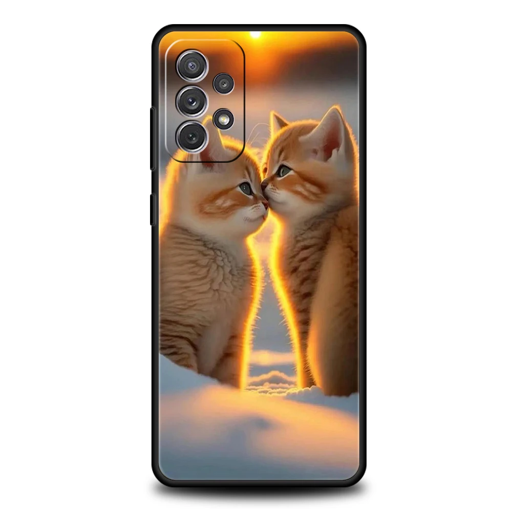 Kiss Cat Cute Kitten Phone Case for Samsung Galaxy A15 A14 A25 A54 A34 A51 A71 A72 A73 A32 A52 A52S A11 A21S A31 5G Soft Shell