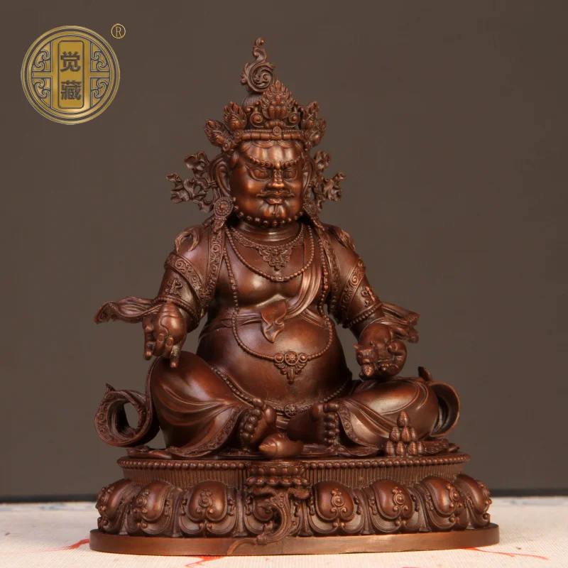 copper and yellow Buddha statue ornament of the God of Wealth, bronze statues of the five gods of wealth Bodhisattvas are decor