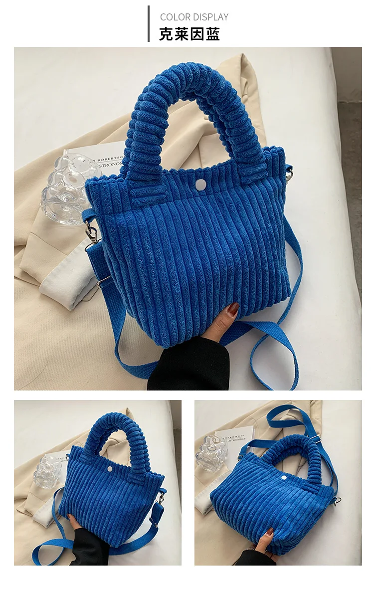 Damen 2026 Herbst-Winter Neuer Stil Koreanische Ins Denim Samt Plüsch Schulter-Umhängetasche Hochwertige Handtasche für Frauen – Detail 25