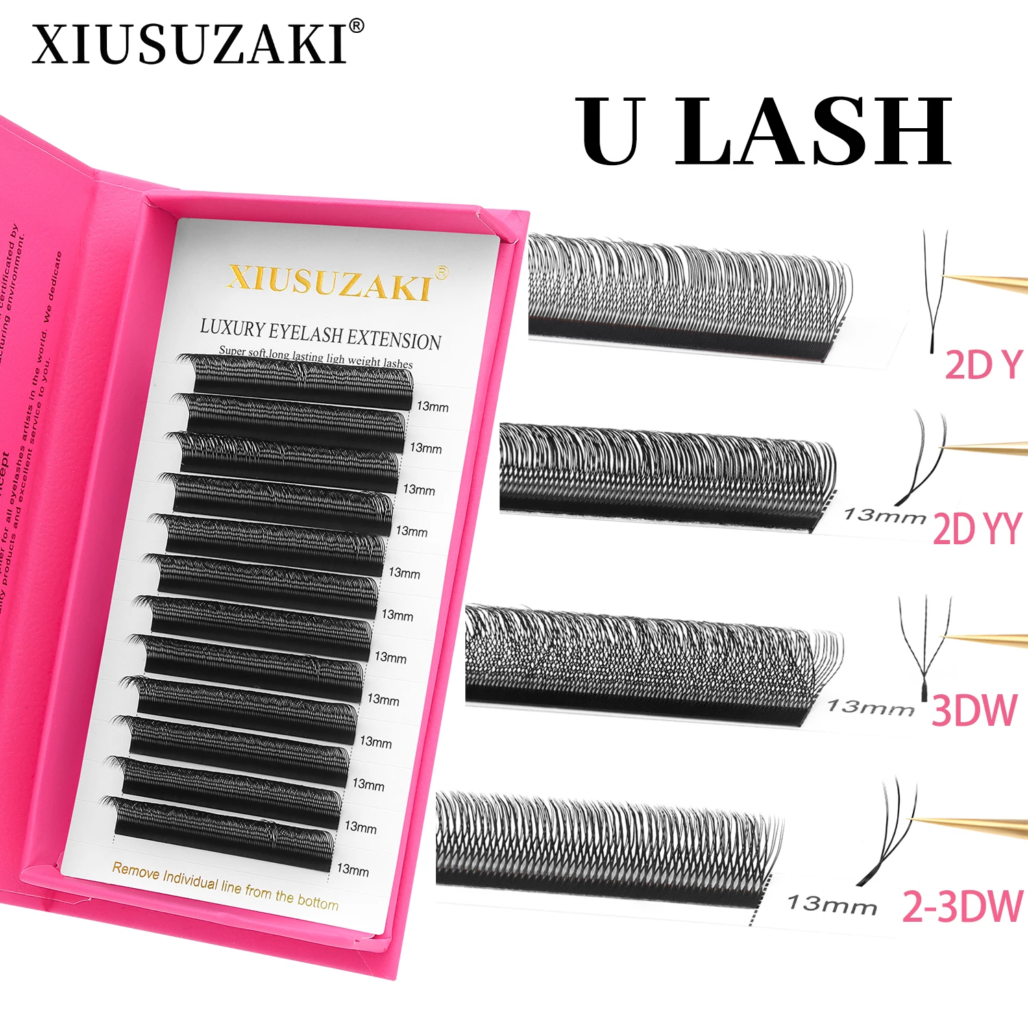 XIUSUZAKI U-förmige YY 3D 4D 5D W Wimpernverlängerung Neuer Stil U/W YY Wimpernverlängerung Nerz Vorgefertigte Volumenfächer Falsche Wimpern