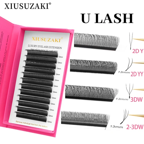 XIUSUZAKI-extensiones de pestañas YY 3D 4D 5D W en forma de U, nuevo estilo, extensión de pestañas U/W YY, ventiladores de volumen prefabricados de visón, pestañas postizas