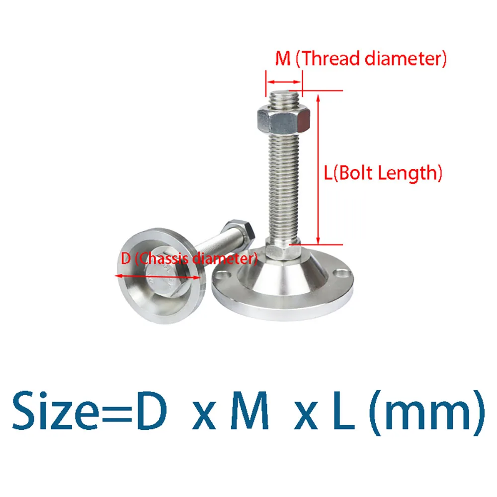 304 Stainless Steel Heavy-duty Fixed Balance Feet M8 M10 M12 M16 M20 M30 For Mechanical And Furniture Fixed Adjustment Feet