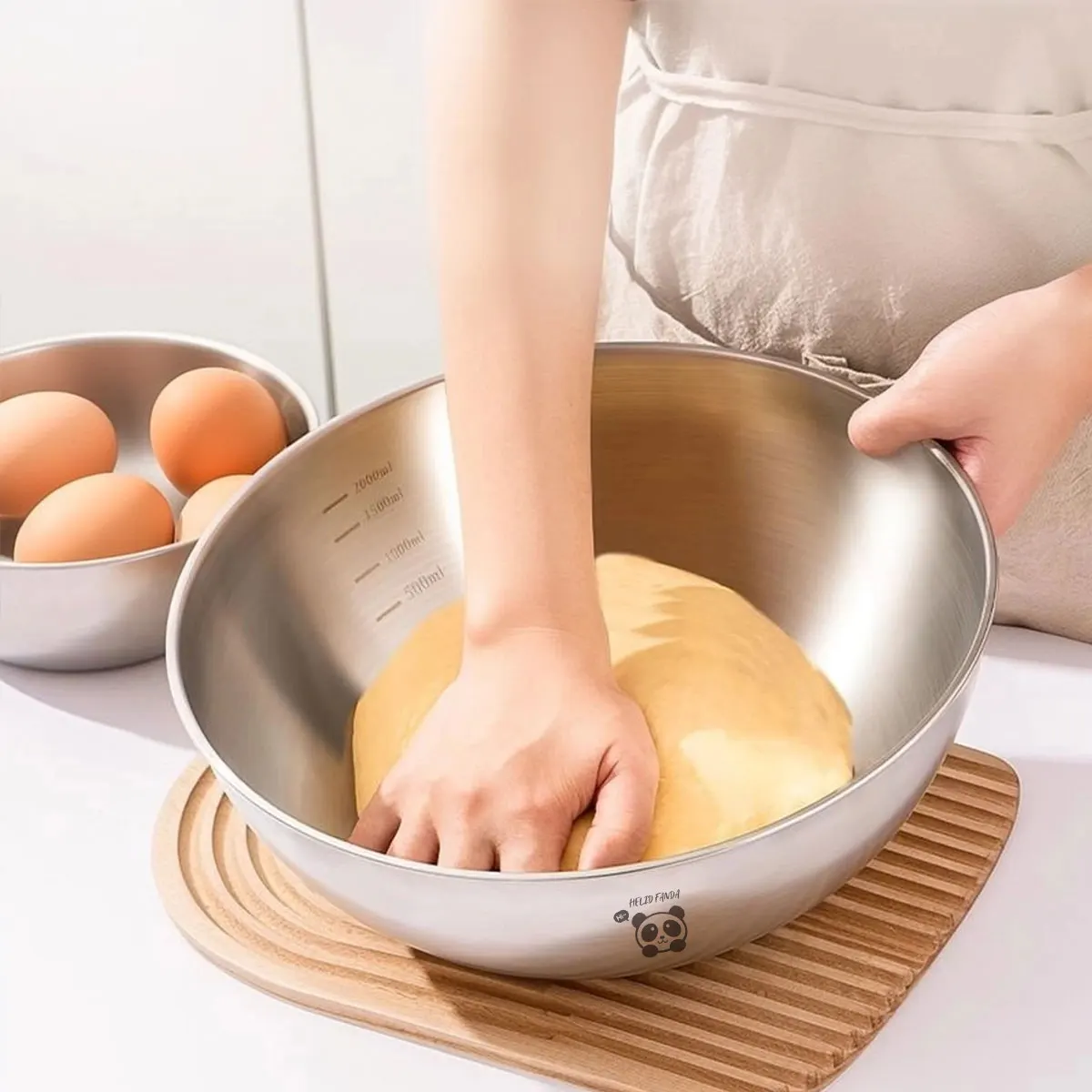 Tazones de Acero Inoxidable 304 para Amasar Masa, Tazón para Mezclar Huevos de Gran Capacidad con Escala, Tazón Duradero para Ensalada de Frutas, Recipiente para Alimentos N