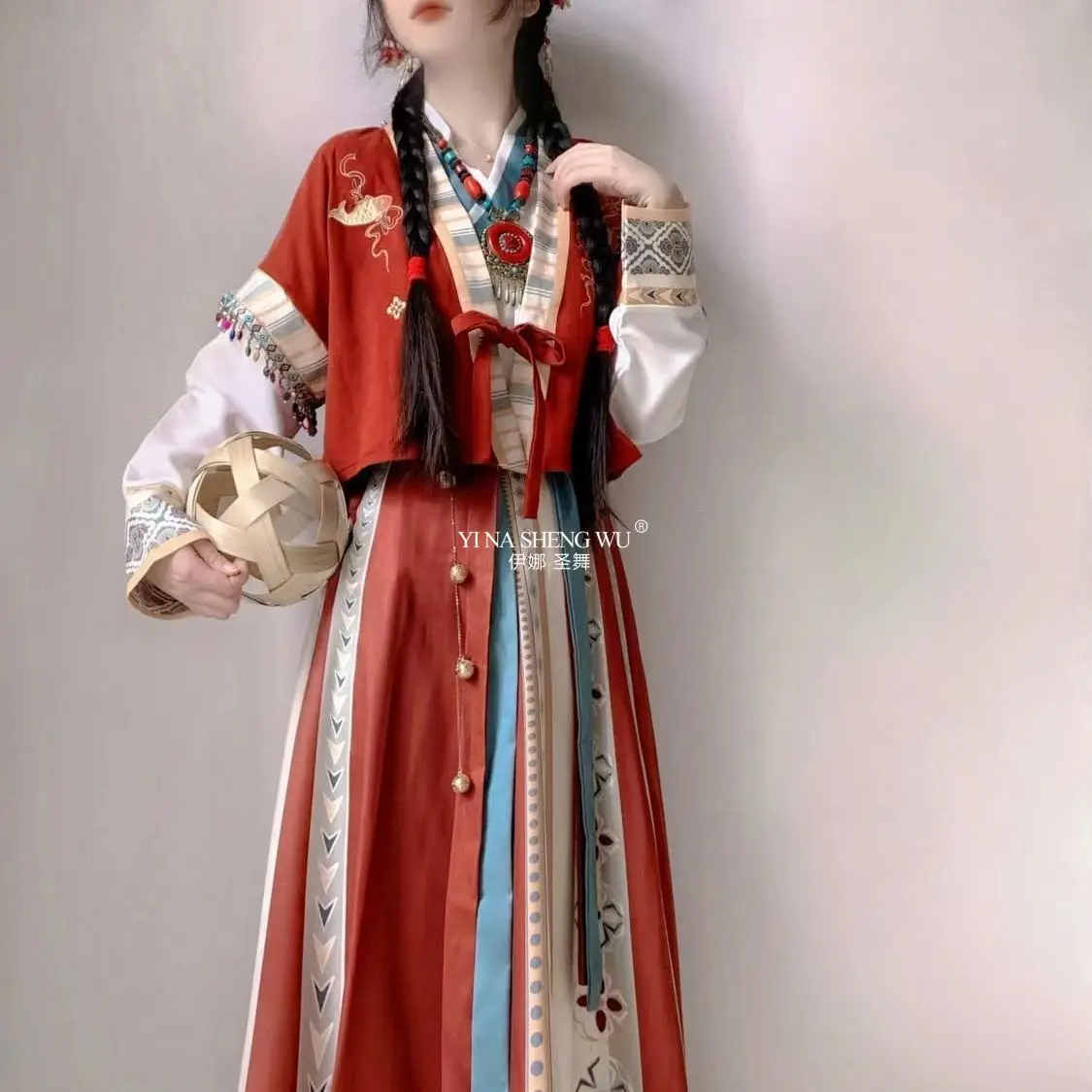 Red Han Chinese Clothes 3Pcs Set Adult Chinese Style Traditional Dress Female Fairy Cosplay Costume Red Hanfu For Women Skirts