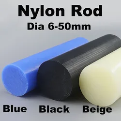 500mm Solid Nylon Rod Dia 6-50mm Round Rod Tough Rod Solid Plastic Rod Diameter Easy Processing 500mm Length