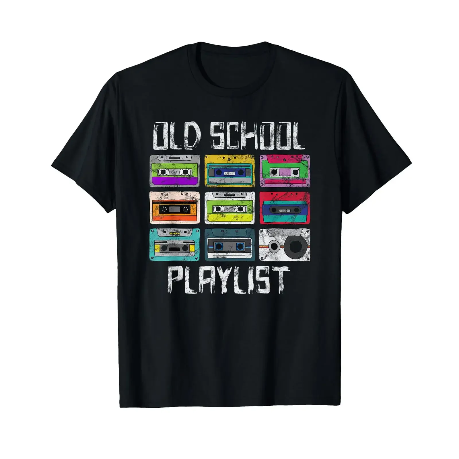 Cassette Tape Music Retro 80s Playlist T Shirt vintage Washed homme Breathable Casual streetwear Comfortable Versatile fashion