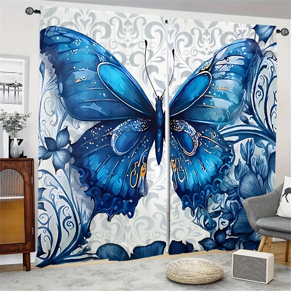 2 pezzi di fiori di farfalla tende decorazioni artistiche tenda decorativa per la casa per soggiorno camera da letto a tema animale per tutte le