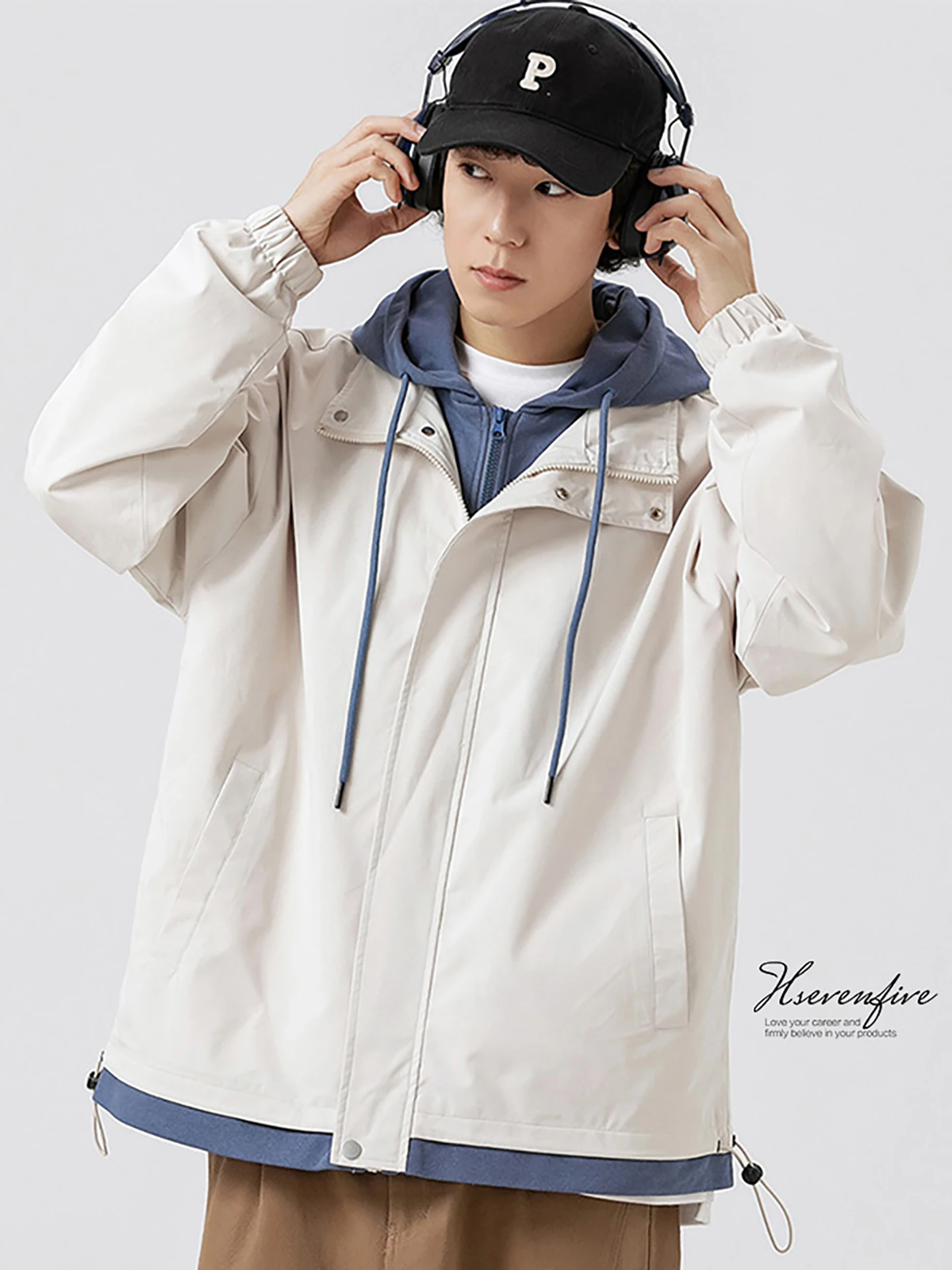 

Мужская куртка Woodpeer с эффектом двухслойности, повседневная, свободного кроя, осенняя, новая модель для пар, из полиэстера, нейлона и композитного волокна