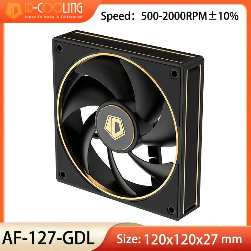 

ID-COOLING AF-127-GDL 120mm PWM FDB Bearing PC Case Fan， Daisy Chain Connector Computer Fan for Radiator/CPU Air Cooler