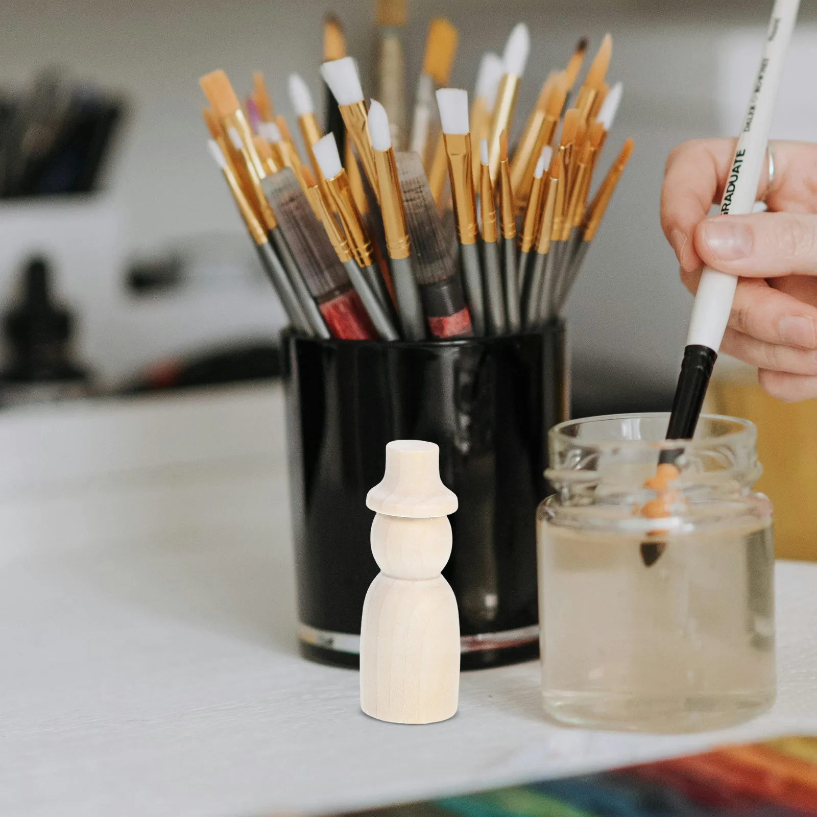 10Pcs Blank Wooden Peg Unpainted DIY Craft Kits for Children Painting Staining Decorating Holiday Home Decor Wood Craft