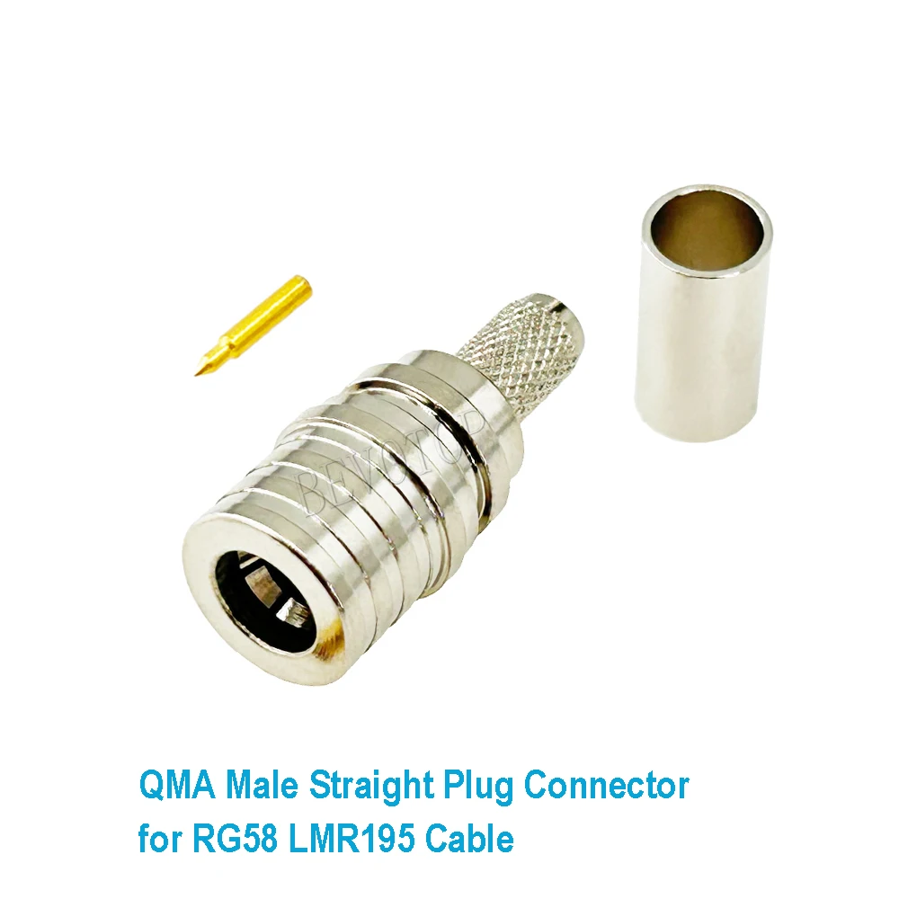 10Pcs/lot LMR195 RG58 QMA Male Straight 180°/ Right Angle 90° Plug 50 Ohm 50-3 QMA Connector for RG-58 LMR-195 Cable