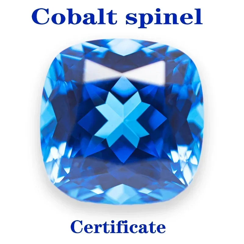 Top Lab Grown Cobalt Spinel Square Cushion VVS1 Selectable AGL Certificate Gemstone Charms Beads Diy Jewelry Making Materials