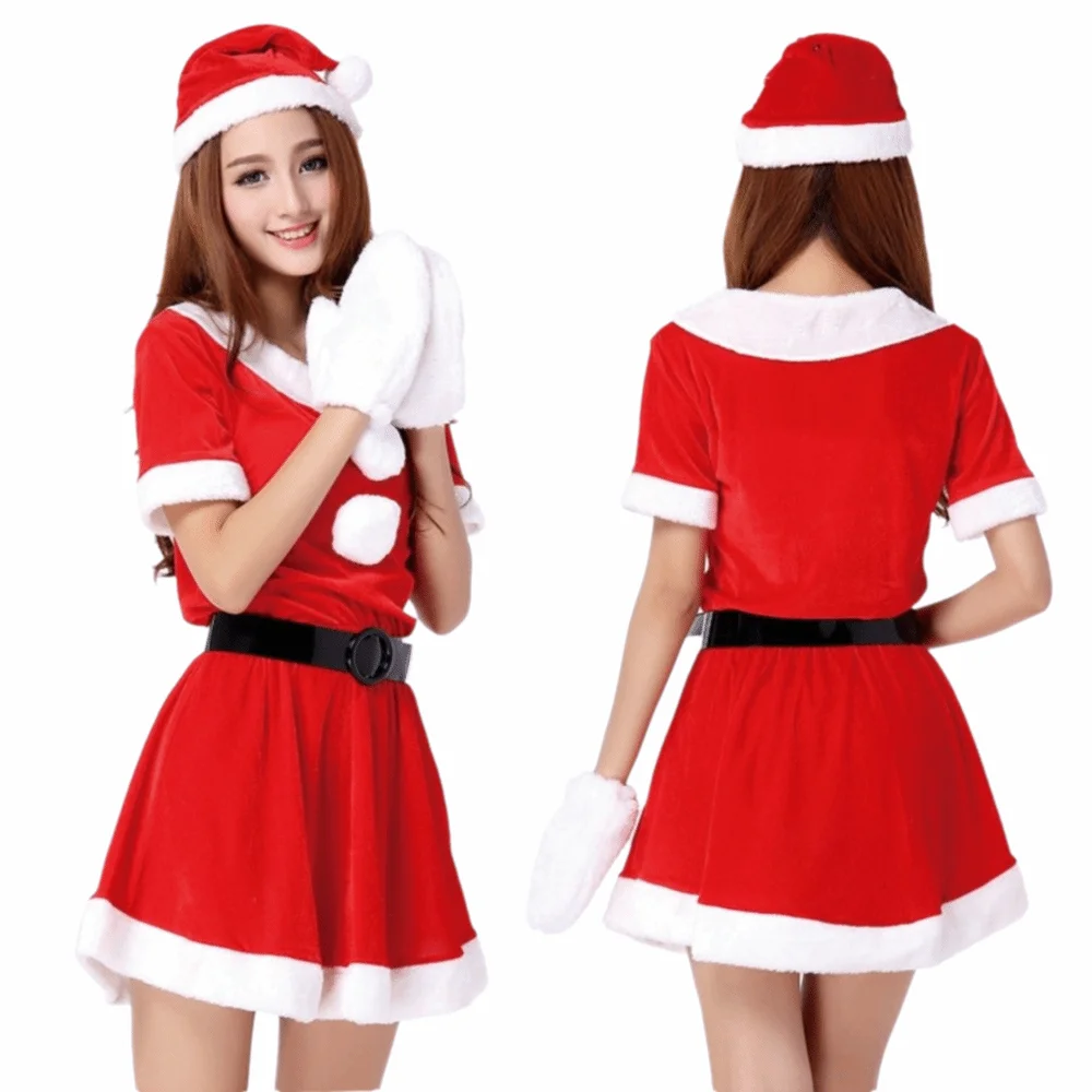 

Сексуальное золотое бархатное рождественское платье Санта-Клауса, шляпа Санта-Клауса, Рождественский костюм с капюшоном, косплей, Рождественский наряд, ночной клуб, бар