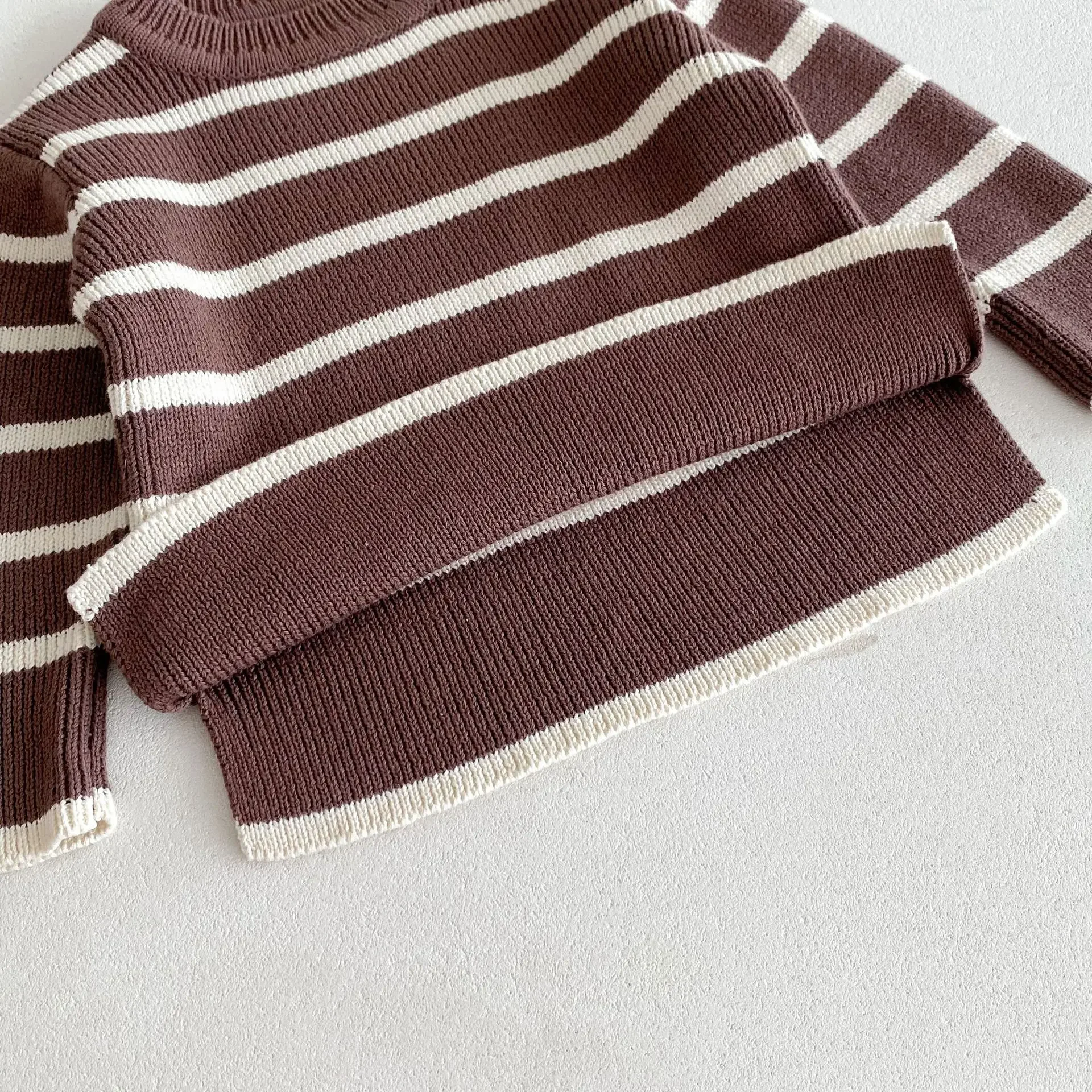 MILANCEL New Autumn Kid\'s Sweater 1-6Y Girls Striped Knitted Pullover Children\'s Base Top Optional Knitted Bell Bottoms