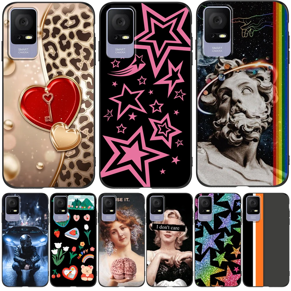 Case For TCL 405 406 408 Case Back Phone Cover Protective Soft Silicone Black Tpu fashion luxury pattern