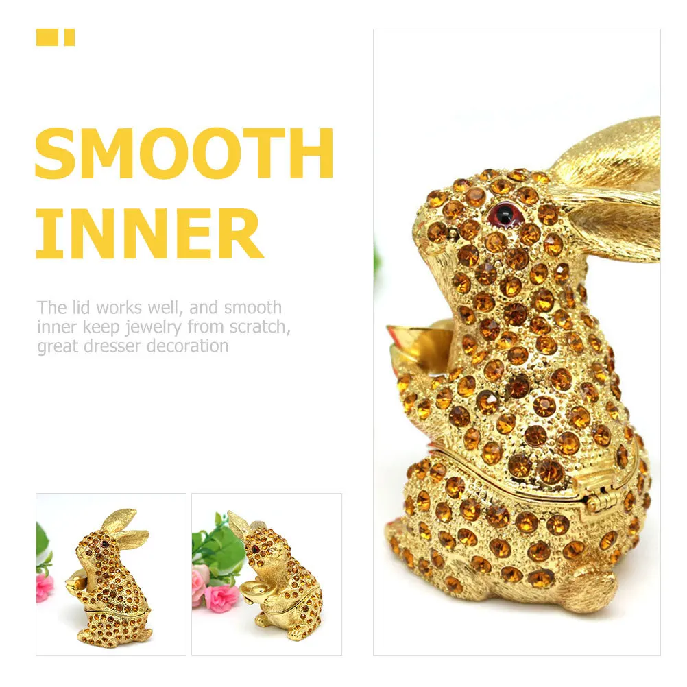 Exquisite Alloy Rabbit Jewelry Box Ring Mini Storage Case Earrings Organizer Desktop Trinket Container Ring Mini Box