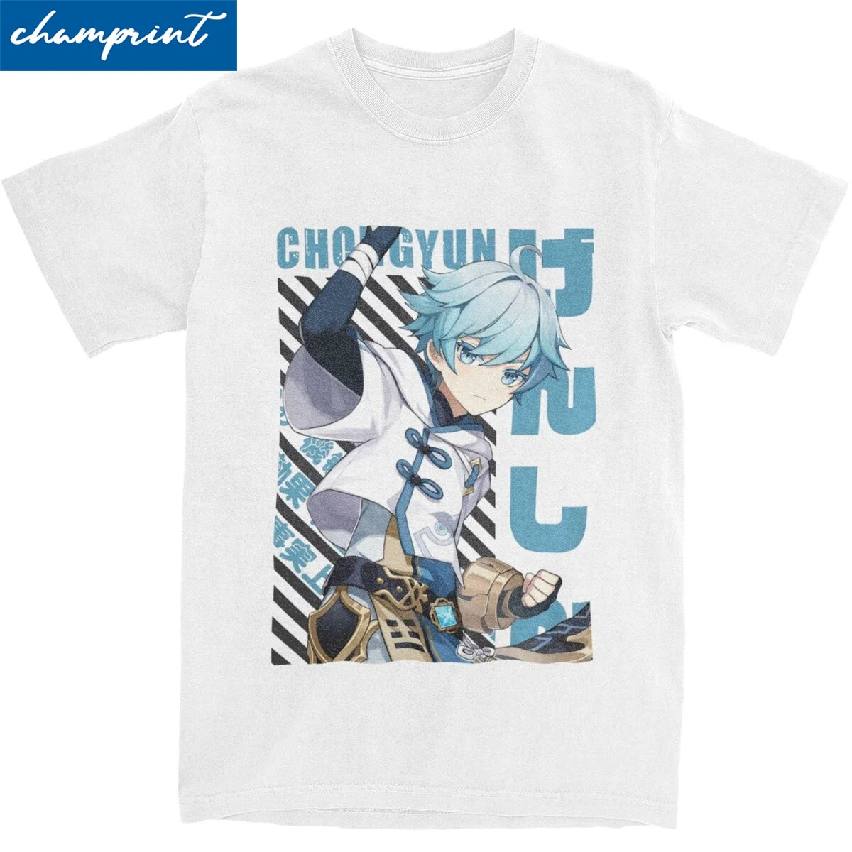 Harajuku Genshin Impact Chongyun Tshirts Men's 100%Cotton Short Sleeve O-neck Summer TopsTops