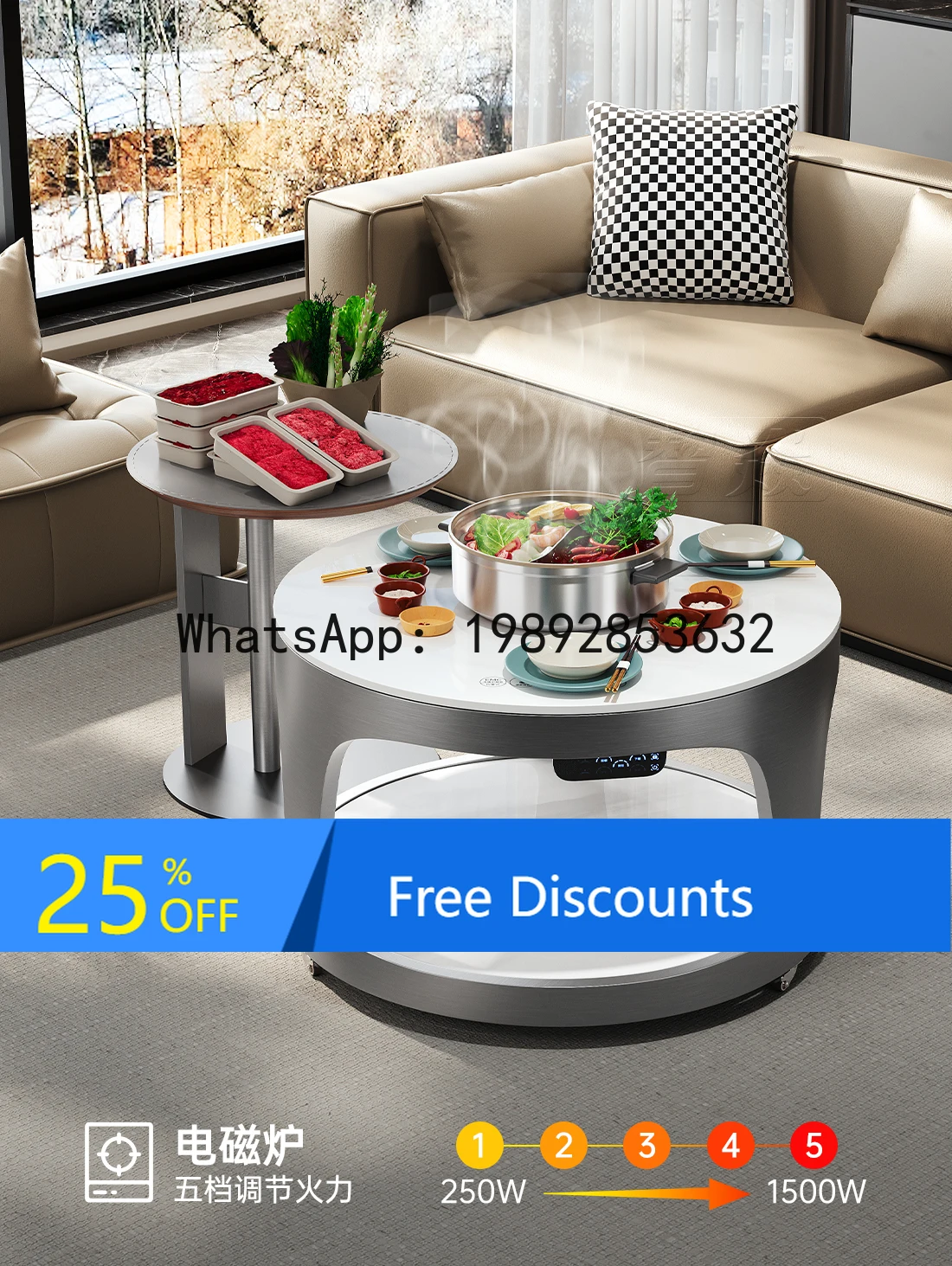 

YFY Electric Heating Table Round Table Home Living Room Multi-Functional Electric Heating Table Heating Stove