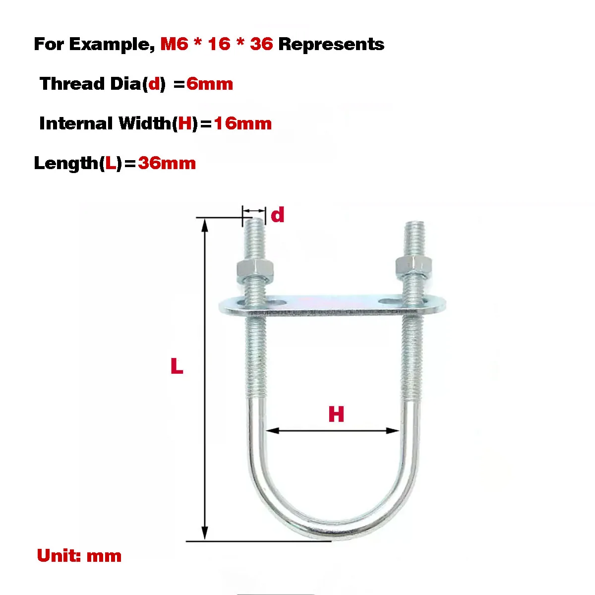 

Extended Galvanized U-Bolt/U-Screw/U-Clamp/Riding Bolt/Clip Hoop M6MN8M10M12