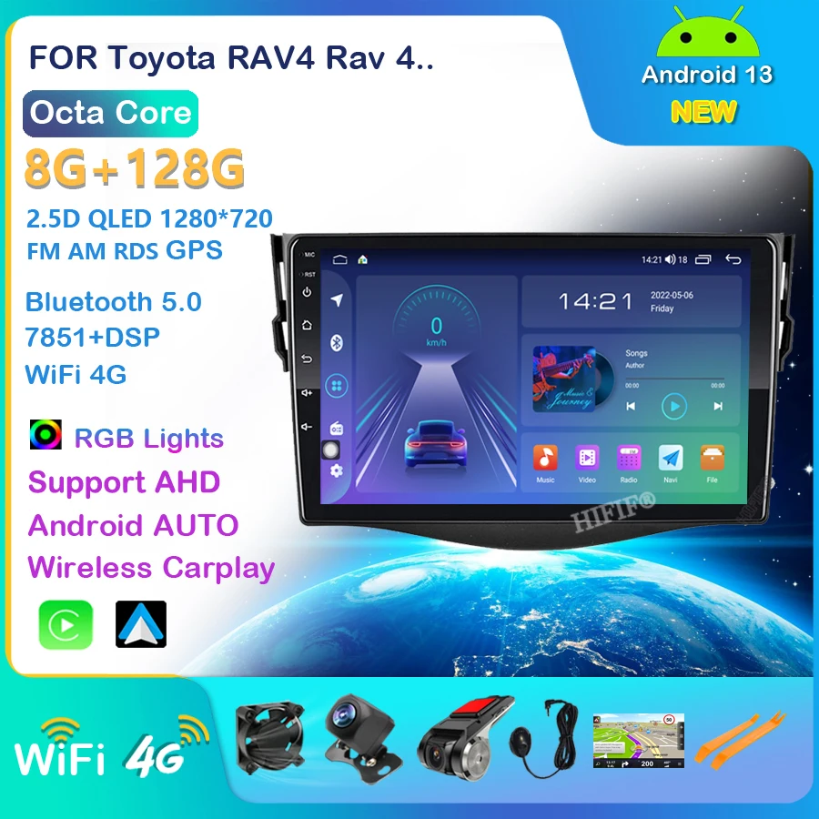 

New!! 9'' 2din Android 13 Car DVD Player for Toyota RAV4 Rav 4 2007 2008 2009 2010 2011 Car Radio GPS Navigation Wifi Player