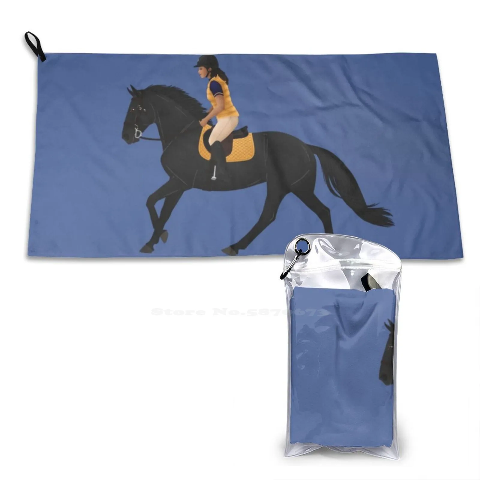 Zoe And Raven From Free Rein-Equine Rampaige Soft Towel Quick Dry Beach Towel Free Rein Zoe Canter Gallop Horses Black Horse