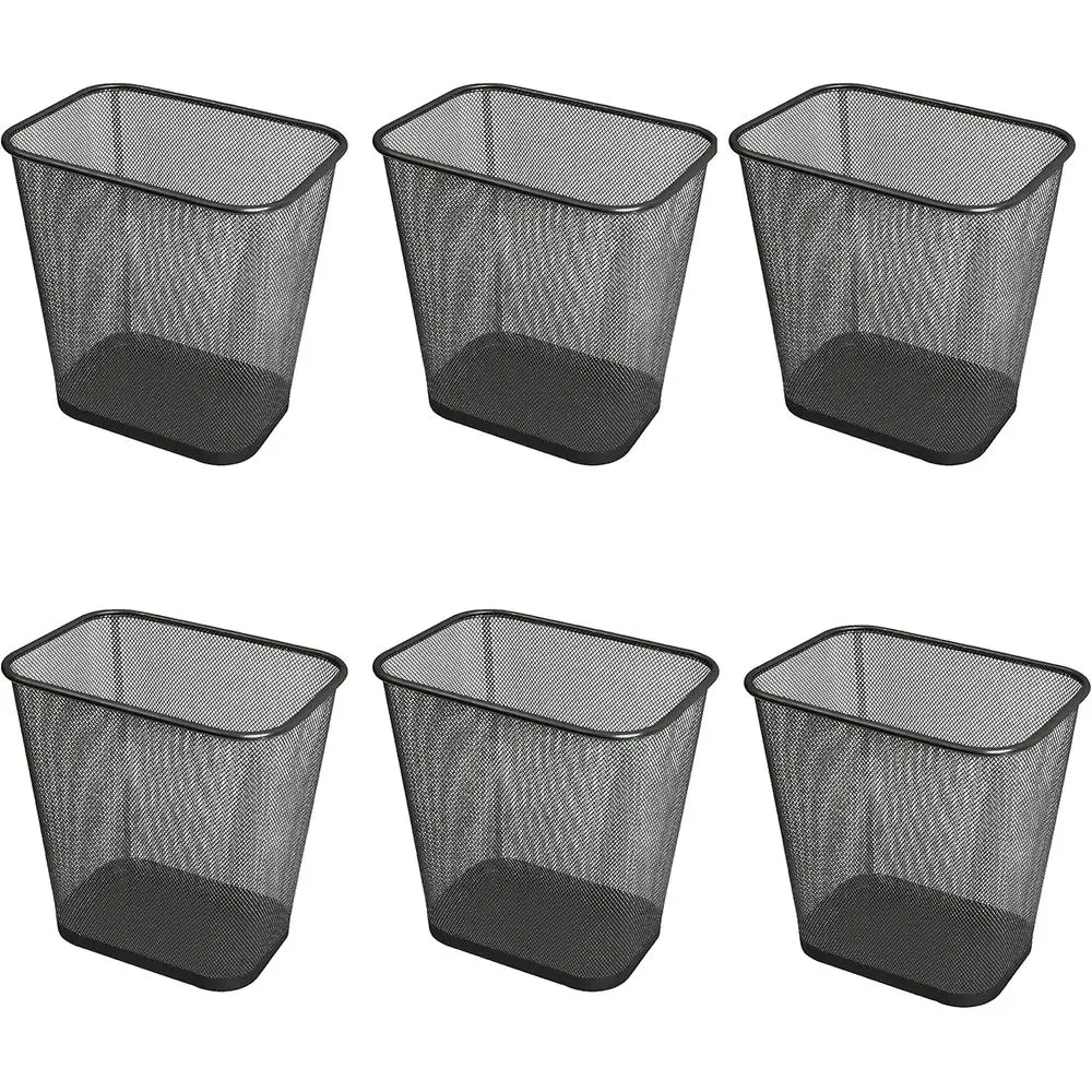 

Набор из 6 металлических мусорных корзин объемом 3,5 галлона для дома и офиса, элегантный черный дизайн