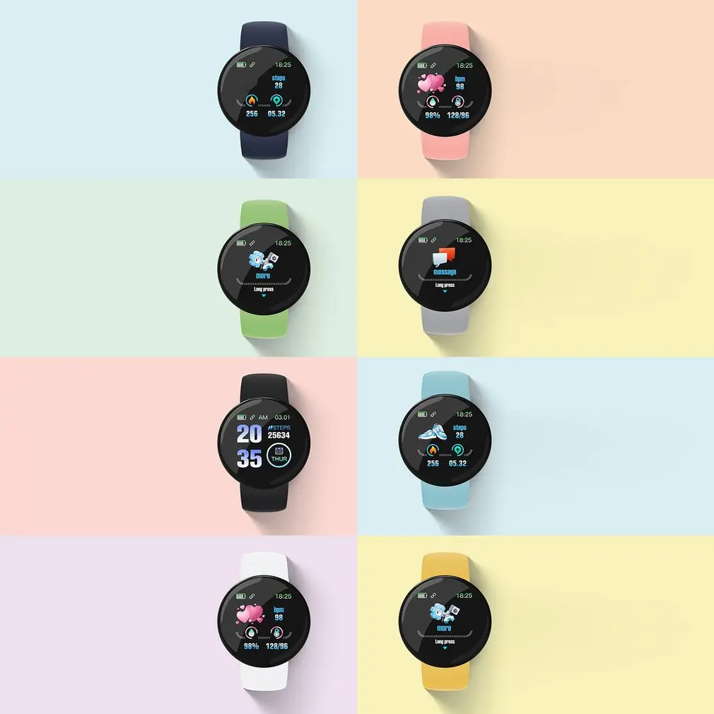 D18 Pro Smart Watch per IOS Android uomo donna Bluetooth Fitness Tracker braccialetto sportivo frequenza cardiaca pressione sanguigna Smartwatch per bambini