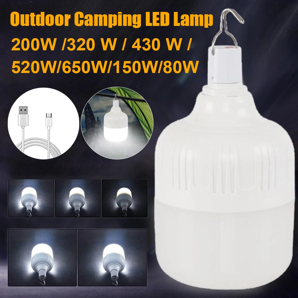 Portable USB Rechargeable LED Camping Lantern Outdoor Emergency Camping Lights Bulb High Power Bulb Battery BBQ Tents Lighting