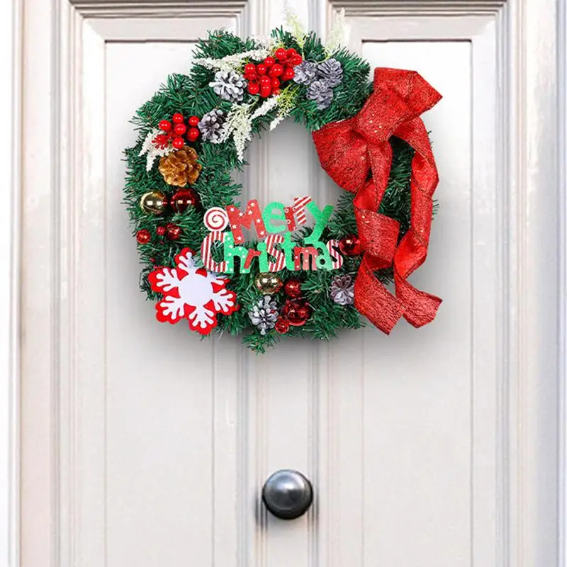 Large Christmas Wreath Winter Wreath Christmas Wreath Home Decor Merry Christmas Sign With Red Berries Bow Pine Wreath Front