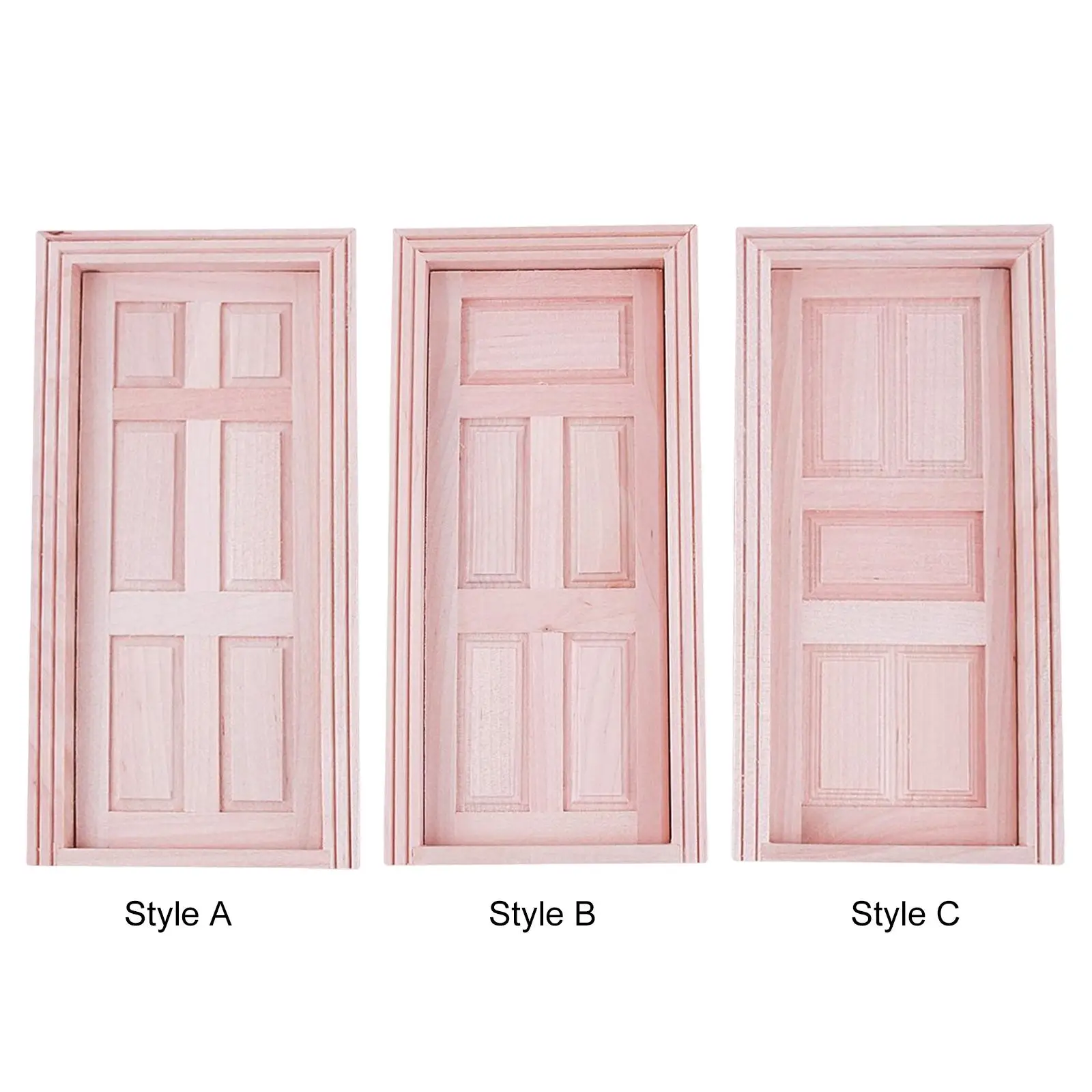 

Dollhouse Miniature Door Furniture Set Exterior Door Model Unpainted DIY Scene