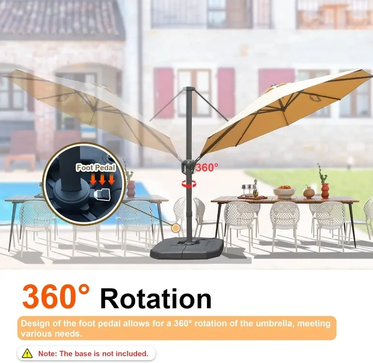 Modern Aluminum Offset Patio Umbrella 360-Degree Rotation Windproof Outdoor Cantilever Umbrella for Garden Pool Hotels