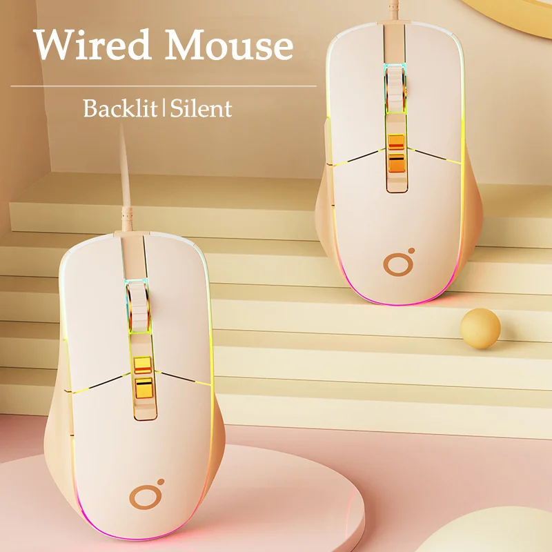 New USB Wired Gaming Mouse Ergonomic RGB Backlit Green Mice Silent Optical Girl Gamer Mause For Laptop PC Computer Office