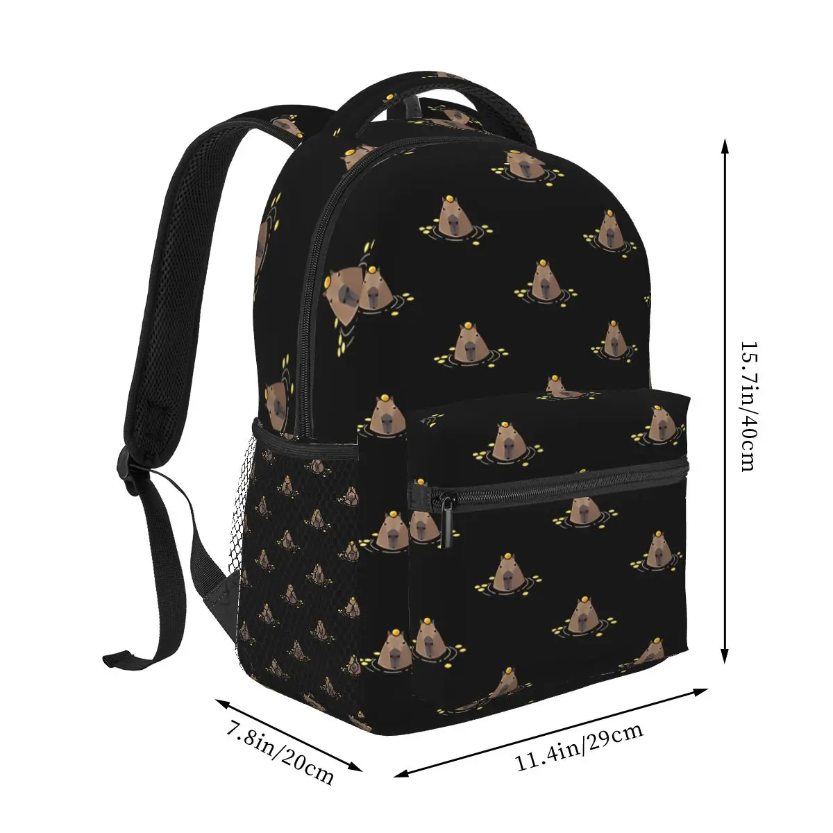 Capybara In Black Background Casual KnapsackCapybara Guinea Pig Student Books Backpack School Laptop Bag Soft Rucksack