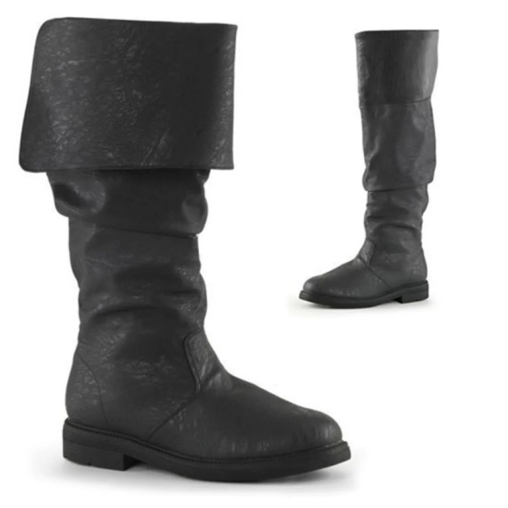 

Renaissance Medieval Pirate Boots Western Knight Flat Jazz Male and Female Pull On Mid Calf Gothic Cosplay Boots Shoes