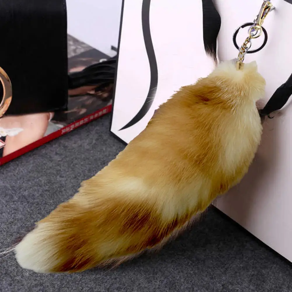 Fake Fox Tail Keychain Imitation Fox Tail Keyring Bag Charm Cosplay Fox Tail Keychain Furry Racoon Keyring Key Pendant Pompoms