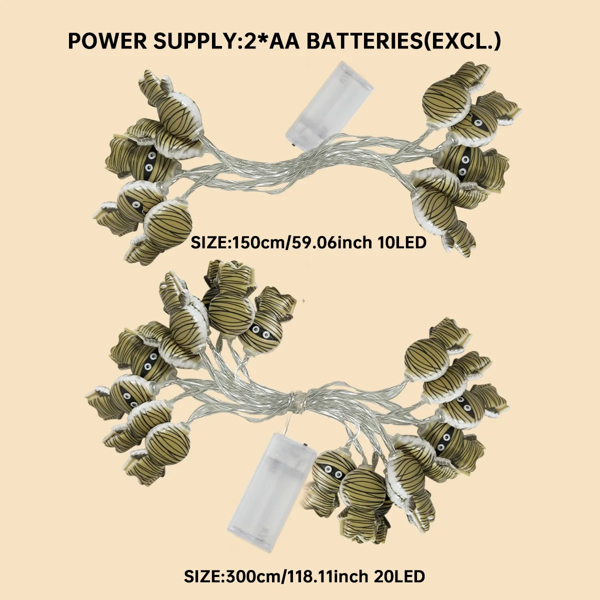 1 قطعة LED هالوين المومياء سلسلة أضواء معلقة أضواء الزخرفية بطارية تعمل بالطاقة للمنزل غرفة نوم ساحة مزرعة الطرف الديكور #6