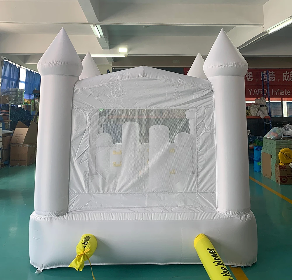 Castillo inflable para saltar, casa de rebote blanca de 5x2,4x3M para niños, casa hinchable blanca para niños con tobogán, juguete para exteriores