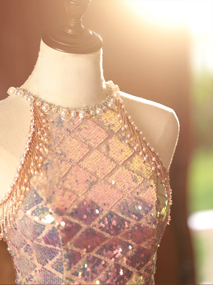 

Ele Fi Tail Wedding Dr Women's New 2025 Glitter Ball Gown High Waist Korean Sle Polyester Long Skirt for Par