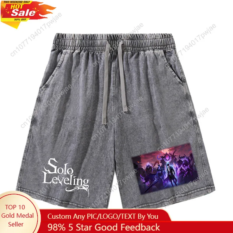 

Anime Solo Leveling Sung Jin-Woo Shorts Mans Womans Retro Short Pants Vintage Cotton Elastic Soft Beach Shorts Customized Pants