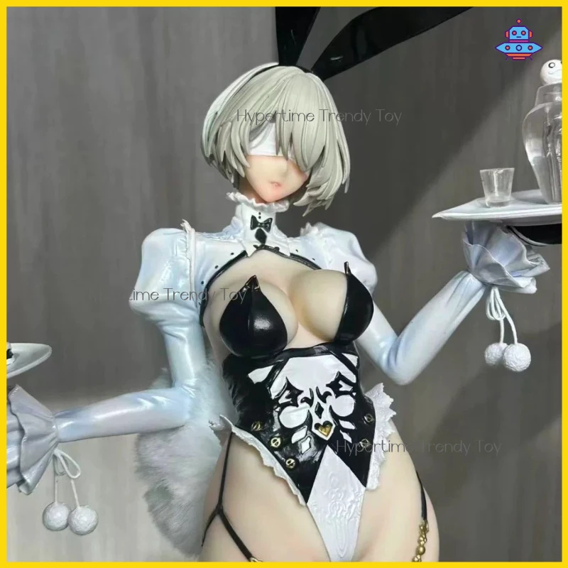 Figura de Chica Conejita de Nier Automata, Modelo Exquisito con Tirantes de Seda Negra, Adorno de Escritorio Moderno, Estatua Coleccionable para Adultos
