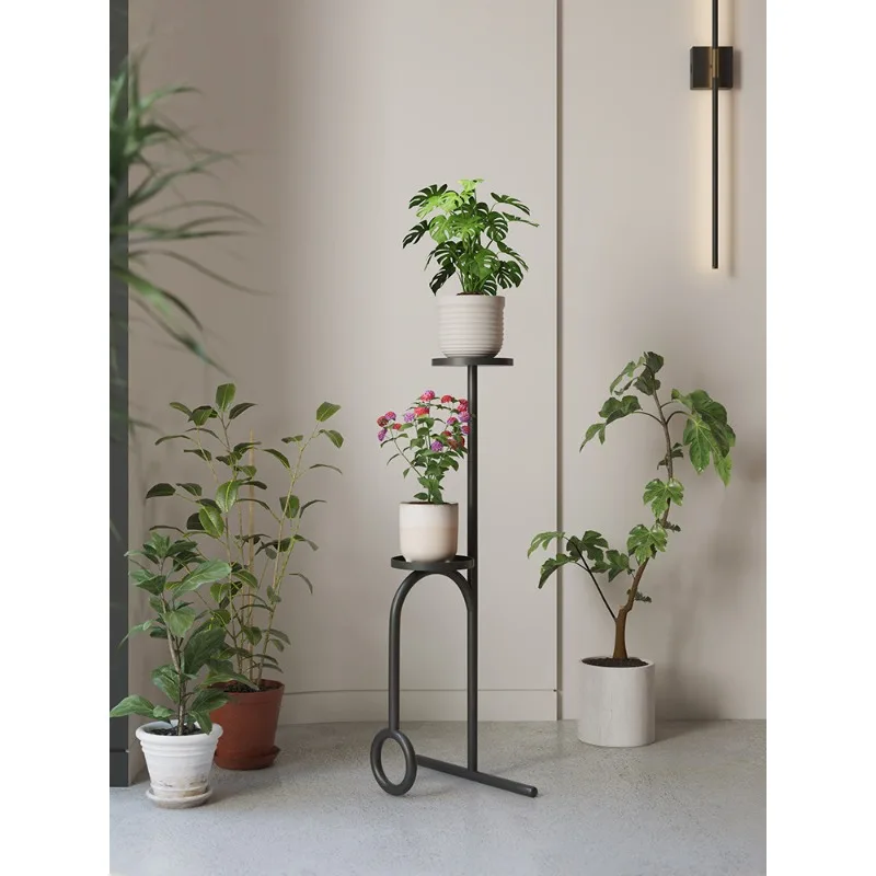 Nordic Space-Saving Plant Stand Living Room Multi-tier Metal Plant Shelf Modern Balcony Iron Flower Shelf for Green Vines