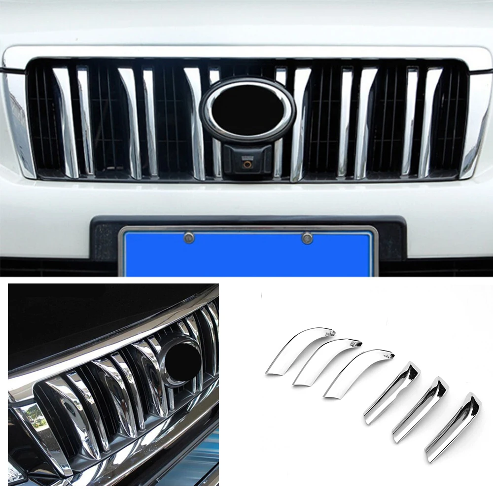 

ABS chrome For Toyota Land Cruiser Prado 150 2010 2011 2012 2013 grille parts cover trim car-styling Accessories 6pcs/Set