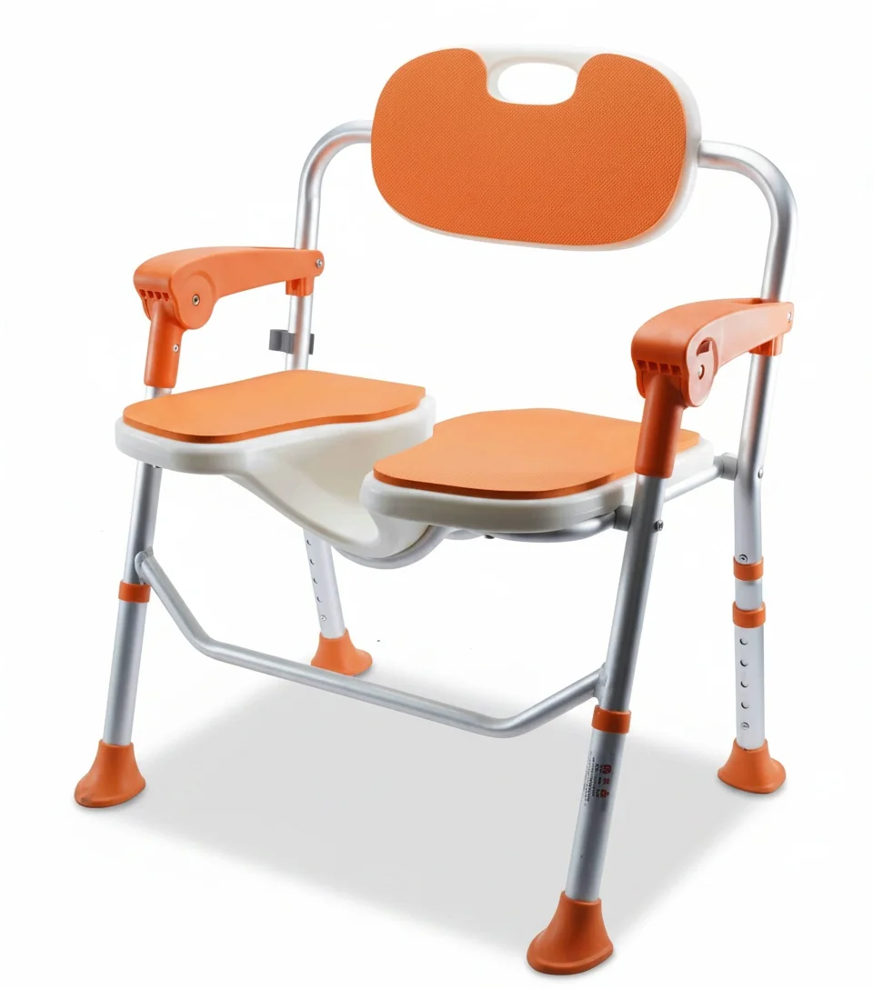 

Регулируемое кресло для душа, складное кресло для ванной из алюминиевого сплава, безопасное сиденье для ванной комнаты 58x53x73 см, усиленное, для пожилых людей