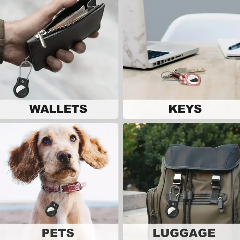 For Apple AirTag Case Keychain Holder Sturdy Anti-Lost Protective Case with Keyring for Luggage Backpack Keys Tracker Holder