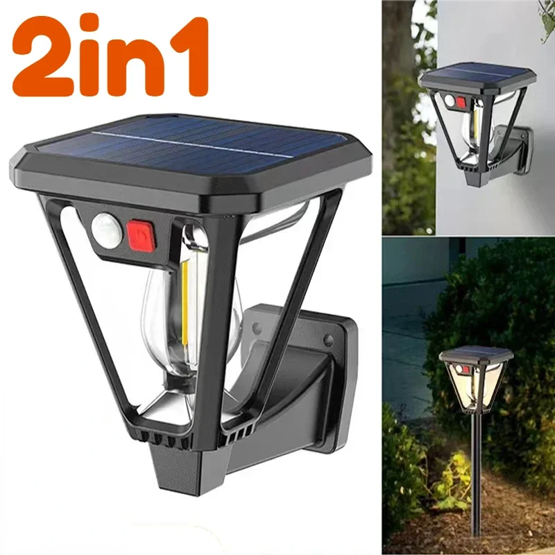 2 in1 Outdoor Solar Camping Wand leuchten LED Solar Bewegungs sensor Licht wasserdicht Garten Hof Rasen Straße Veranda dekorative Lampe