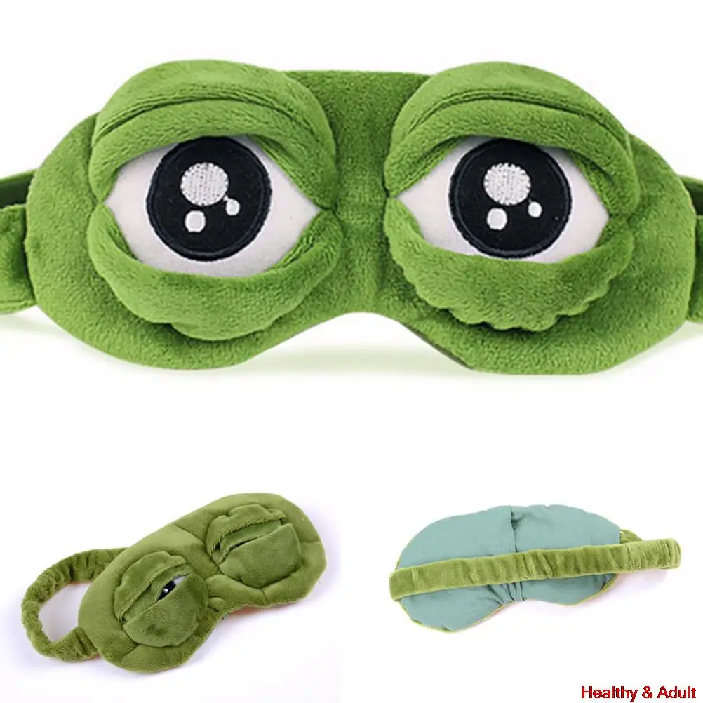 3D Sleep Mask Sad Frog Natural Sleeping Eyeshade Cover Shade Eye Patch Women Men Soft Portable Blindfold Travel Eyepatch