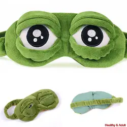 3D Sleep Mask Sad Frog Natural Sleeping Eyeshade Cover Shade Eye Patch Women Men Soft Portable Blindfold Travel Eyepatch