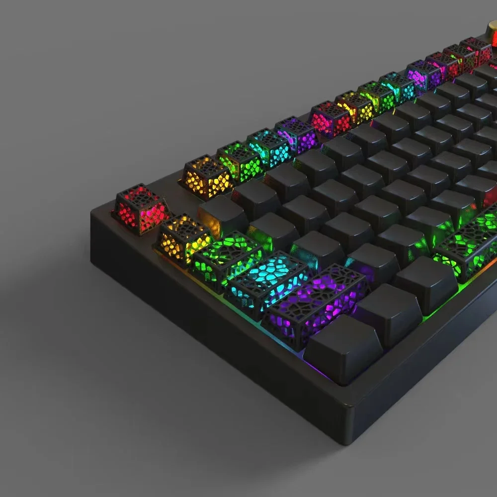 

One Club Keycaps Grid Light Transmission Resin Keycaps Customized For Mechanical Keyboard PC Gamer Accessories