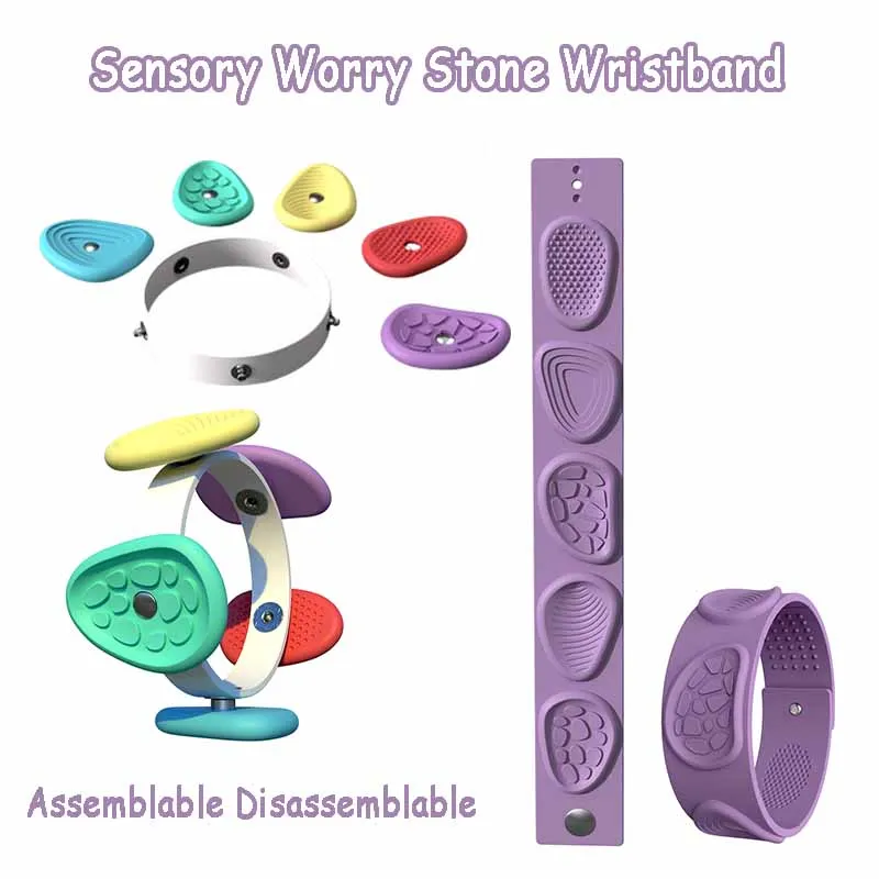 KVOSGQ 6 Bracelets Fidget Sensoriels En Silicone Texturé – Anti-stress, Claquables, 21,5 Cm – Autisme, TDAH, Anxiété – Enfants Ados Adultes