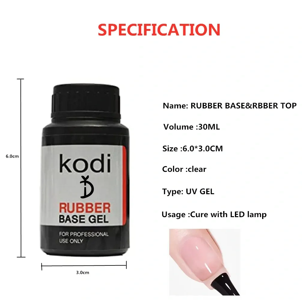 Yd Kodi Professionele 30Ml Basis En Top Coat Voor Gel Polish Semi-Permanente Vernis Rubber Top Coat Base Plastic Fles